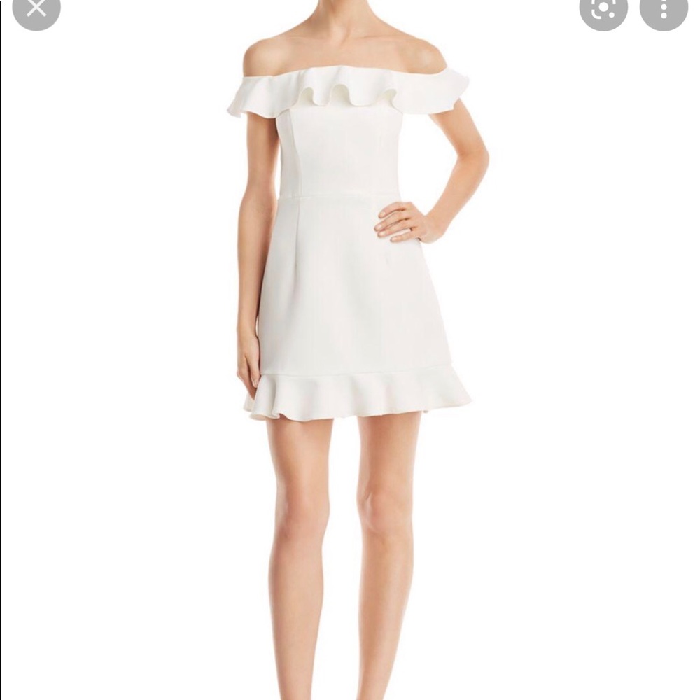 French connection white ruffle mini dress size 6